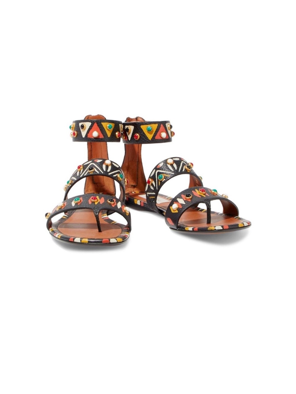NEW VALENTINO GARAVANI  Embellished Leather Ankle-Strap Sandals